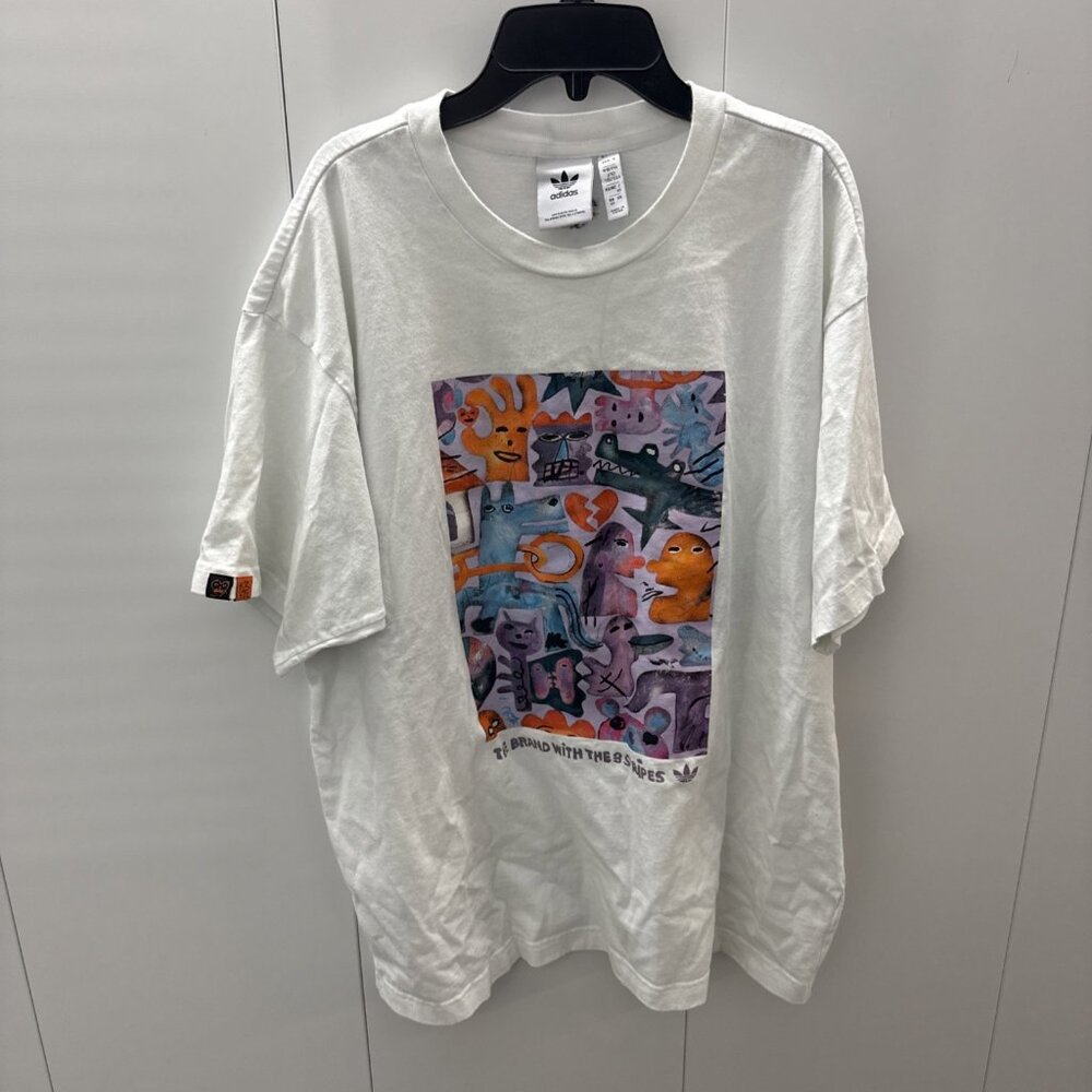 Adidas Originals Men's Cartoon Print‎ T Shirt XL Embroidered Trefoil